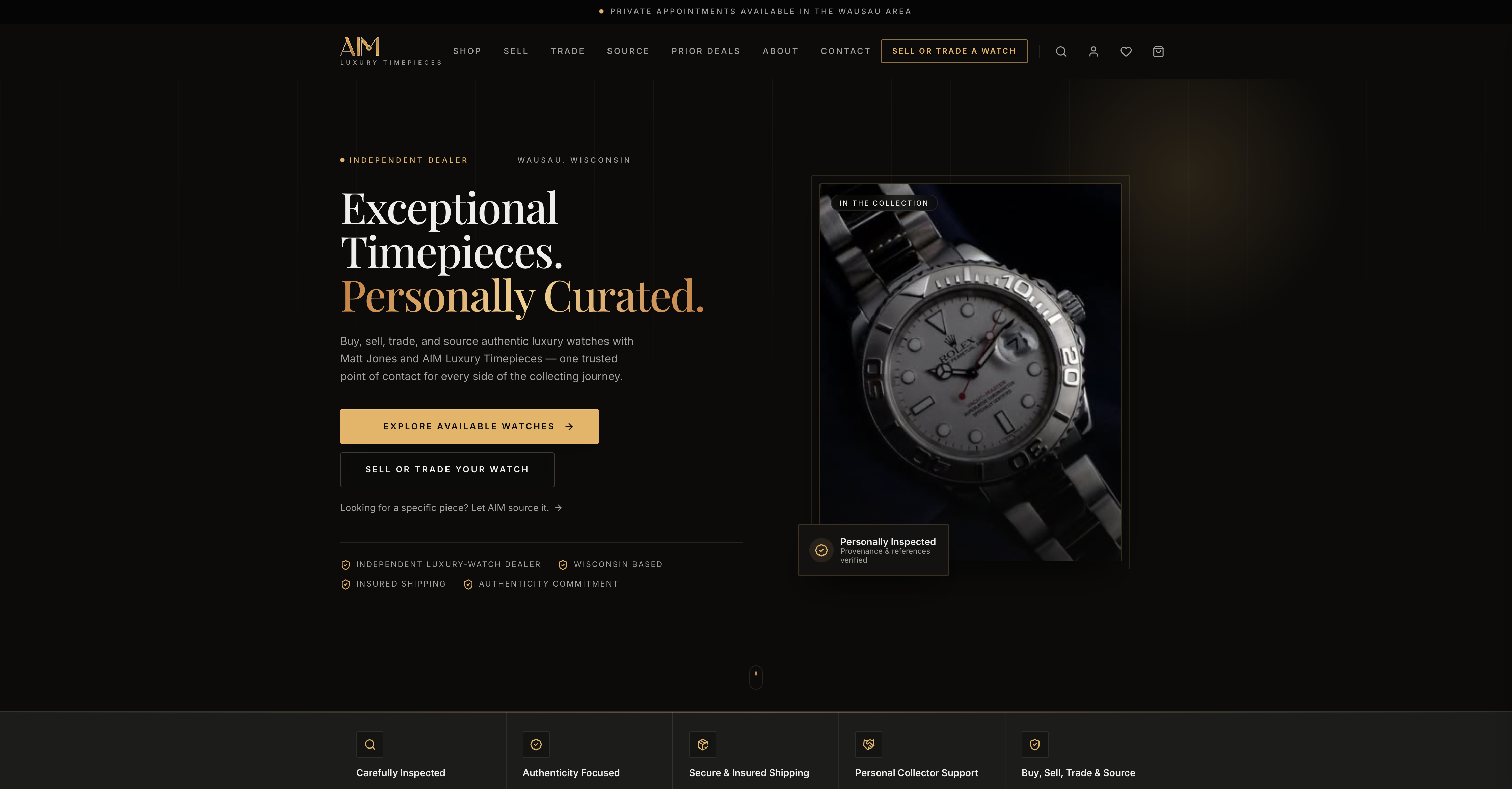 AIM Luxury Timepieces website built by Tech Turtle