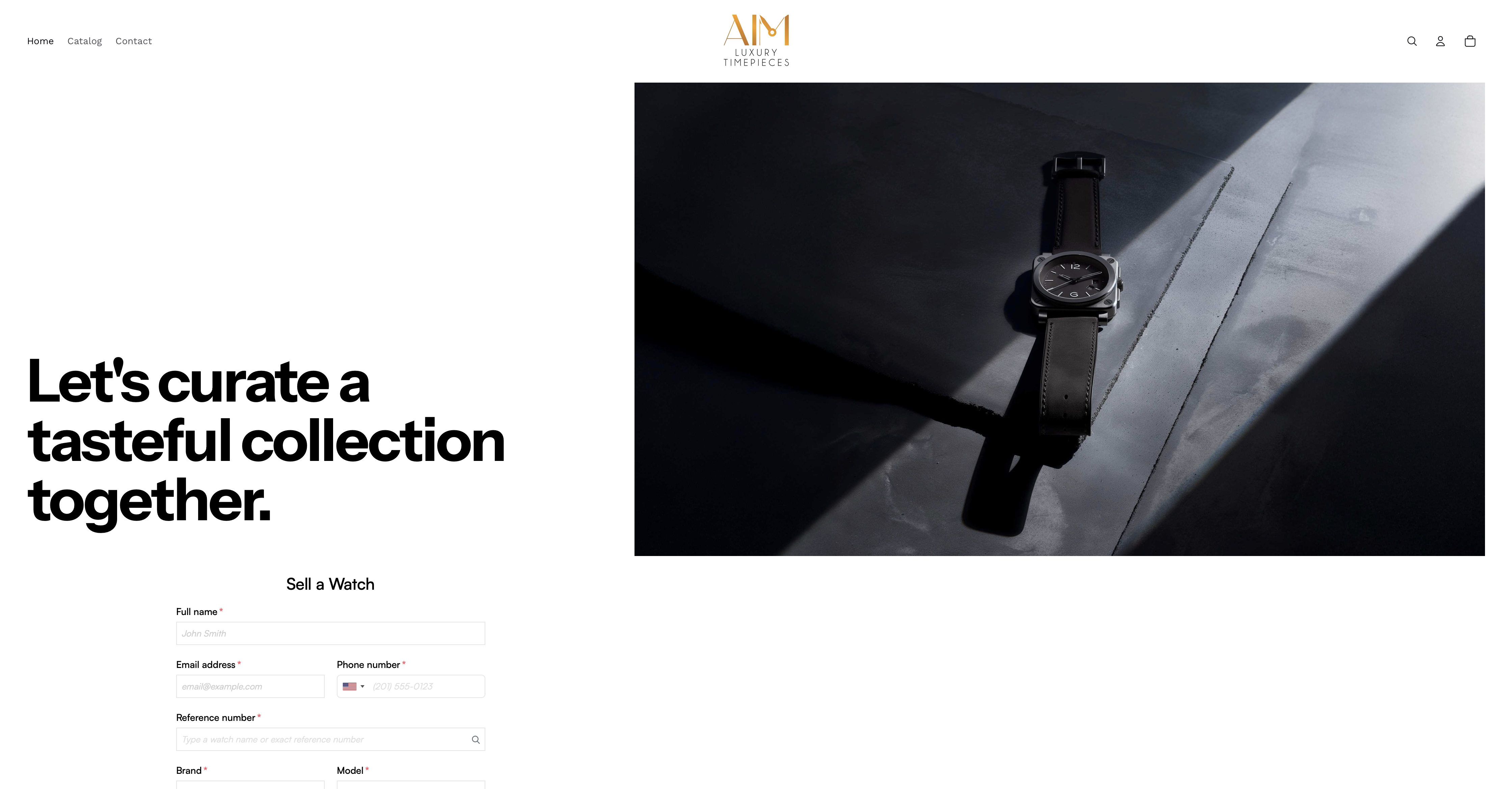 AIM Luxury Timepieces website before, on its old platform