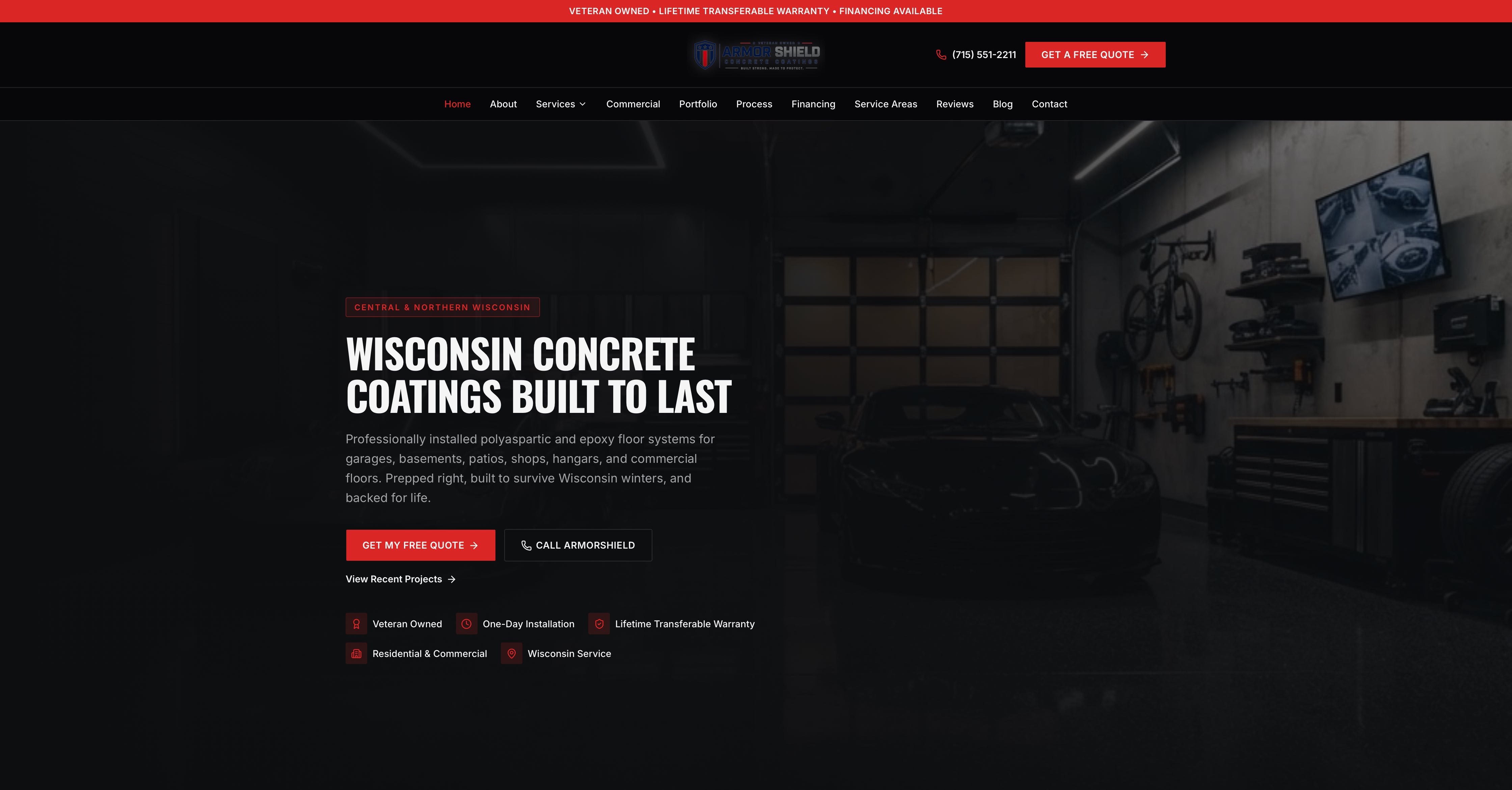 ArmorShield Concrete Coatings website built by Tech Turtle