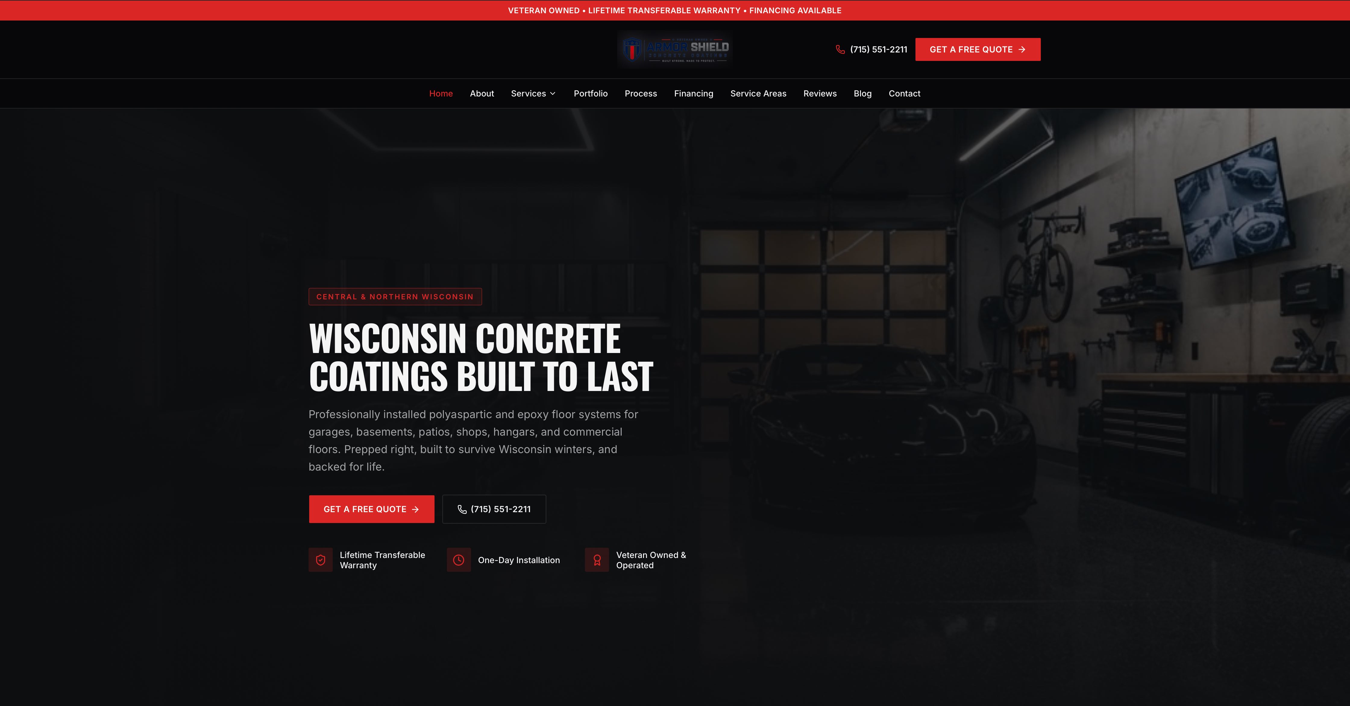 ArmorShield Concrete Coatings website designed by Tech Turtle