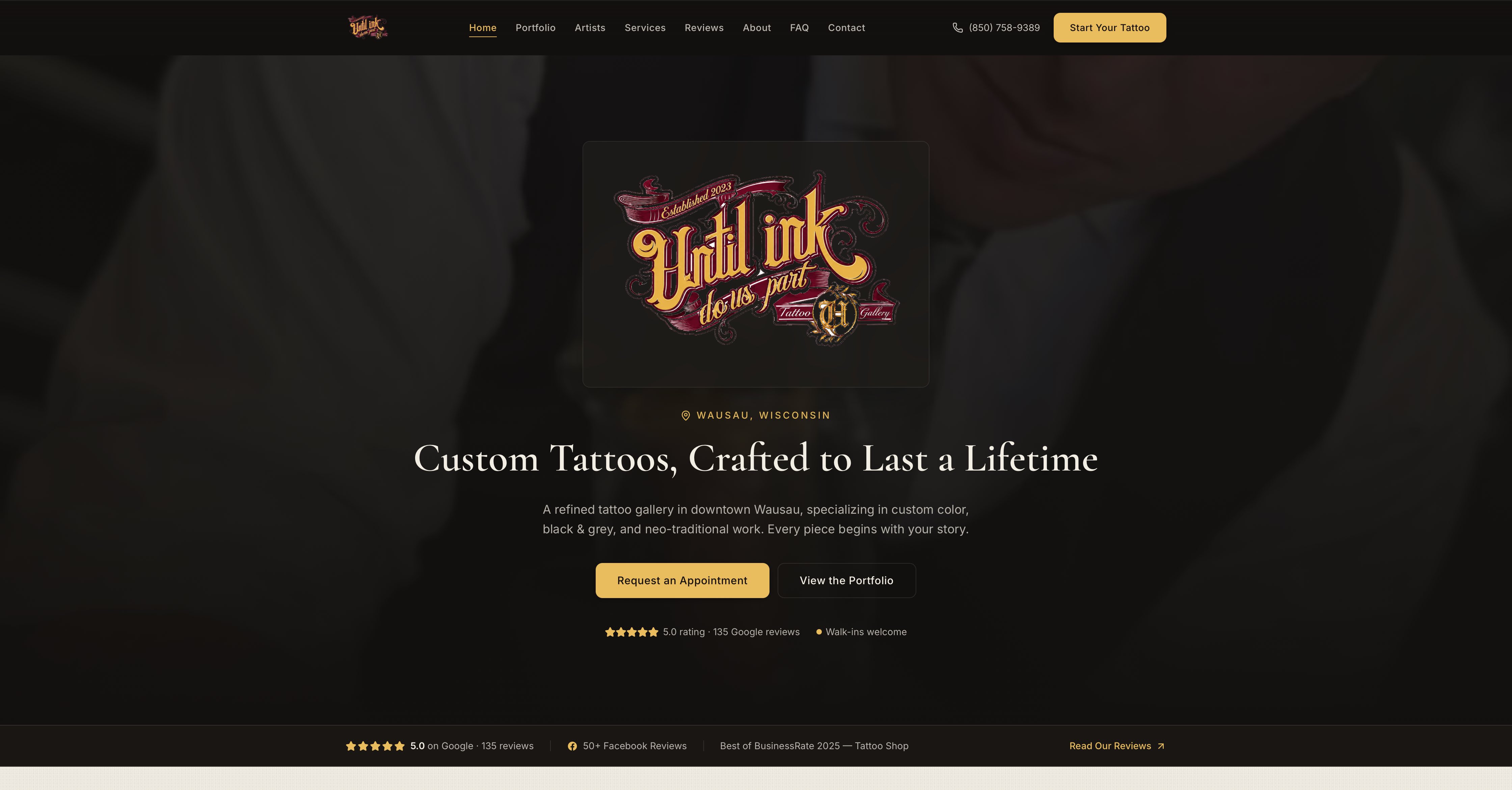 Until Ink Do Us Part Tattoo Gallery website by Tech Turtle